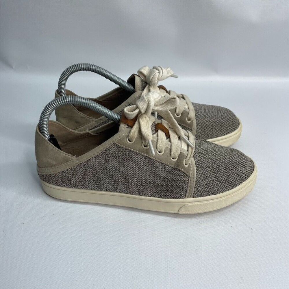 Olukai Pehuea Li Taupe Casual Lace Up Sneakers Gray‎ Beige Women's Size 8 20379